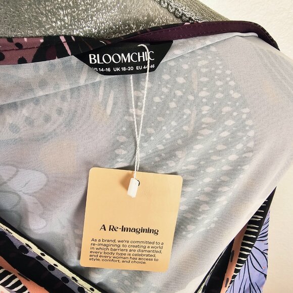 BloomChic Purple Floral Faux Wrap Dress Size 14/16 - Picture 6 of 8